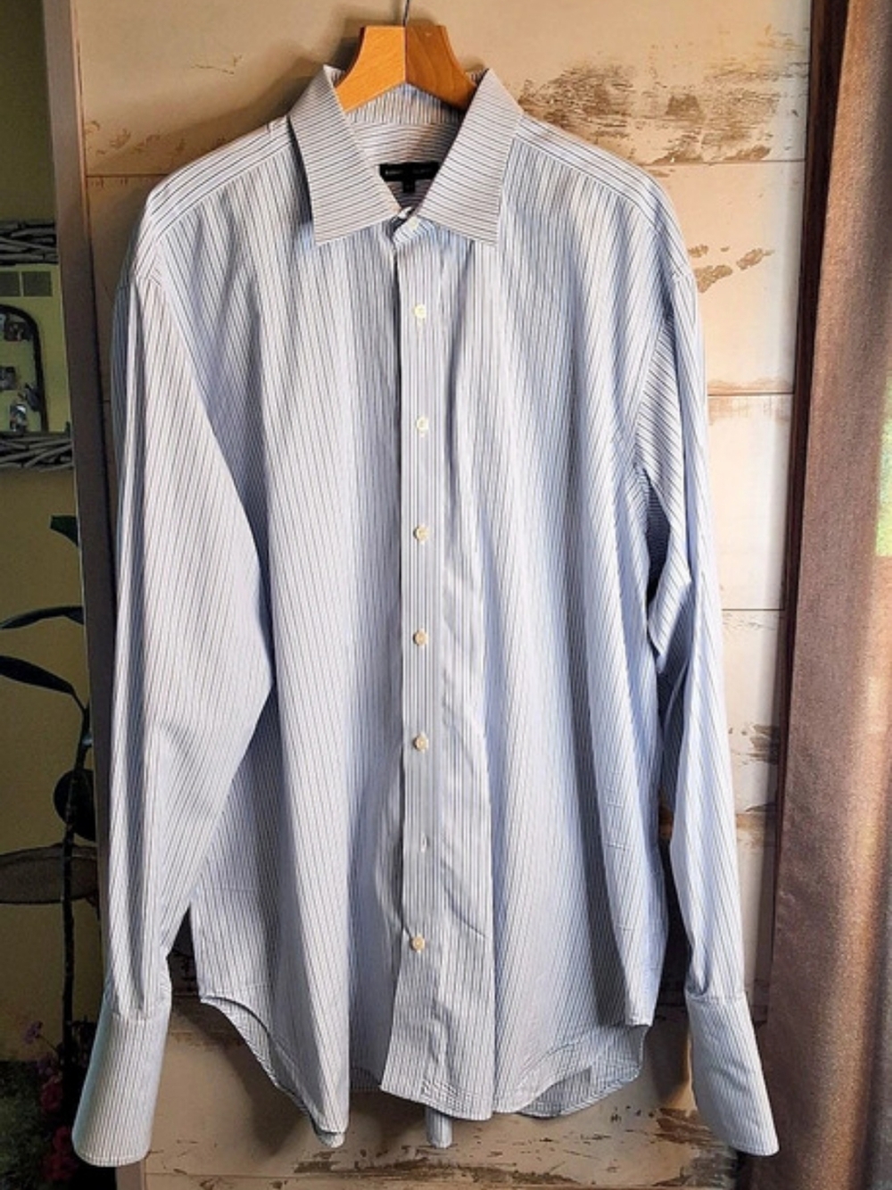 Richard Talbots Formal French Cuf Striped Dress Shirt in Blue & White Size Large